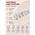 Silver Metallic Mirror Rhinestone Press‑On Nails, Luxury Medium‑Long Almond False Nails